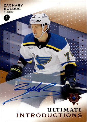 2024-25 Zachary Bolduc Upper Deck Ultimate INTRODUCTIONS ROOKIE AUTO AUTOGRAPH #UI-ZB St. Louis Blues