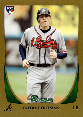 2011 Freddie Freeman Bowman GOLD BORDER ROOKIE RC #205 Atlanta Braves 4