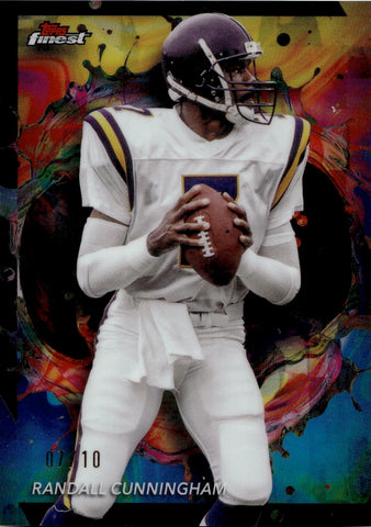 2024 Randall Cunningham Topps Finest RARE OIL SPILL REFRACTOR 07/10 JERSEY NUMBER #227 Minnesota Vikings