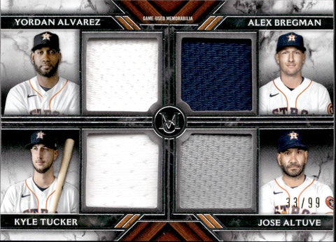 2022 Kyle Tucker Yordan Alvarez Alex Bregman Jose Altuve Topps Museum Collection QUAD JERSEY 33/99 RELIC #FPR-ABTA Houston Astros