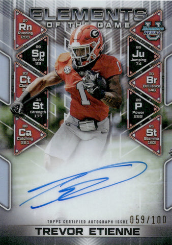 2024 Trevor Etienne Bowman University Best ELEMENTS OF THE GAME ROOKIE AUTO 059/100 AUTOGRAPH RC #ETG-TE Carolina Panthers
