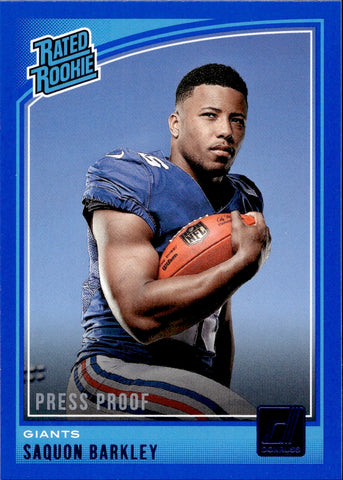 2018 Saquon Barkley Panini Donruss BLUE PRESS PROOF RATED ROOKIE RC #306 New York Giants