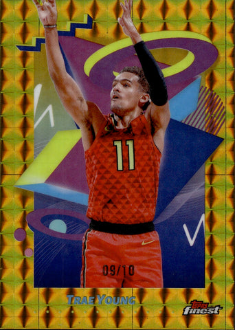 2024-25 Trey Young Topps Finest GOLD GEOMETRIC REFRACTOR 09/10 #201 Atlanta Hawks
