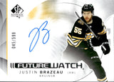2024-25 Justin Brazeau Upper Deck SP Authentic ROOKIE FUTURE WATCH HORIZONTAL AUTO 045/599 AUTOGRAPH RC #129 Boston Bruins