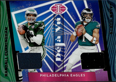 2023 Jalen Hurts Randall Cunningham Panini Illusions DEJA VU DUAL JERSEY Philadelphia Eagles #DV-CH