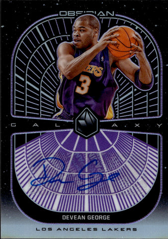 2019-20 Devean George Panini Obsidian GALAXY AUTOGRAPHS ELECTRIC ETCH PURPLE AUTO 46/75 Los Angeles Lakers #GA-DGR