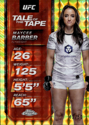 2025 Maycee Barber Topps Chrome TALE OF THE TAPE GOLD GEOMETRIC REFRACTOR 43/50 #TTT-19