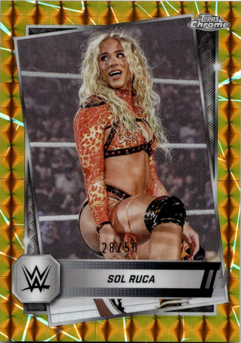 2025 Sol Ruca Topps Chrome WWE GOLD GEOMETRIC REFRACTOR 28/50 #24 NXT