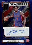2022-23 Jalen Duran Donruss Elite BLUE NEW BREED ROOKIE AUTO 21/25 AUTOGRAPH RC #NB-JLD Detroit Pistons