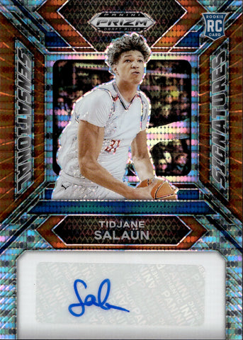 2024 Tidjane Salaun Panini Prizm Draft SENSATIONAL SIGNATURES ORANGE PULSAR ROOKIE AUTO 43/49 Charlotte Hornets #SS-TJS