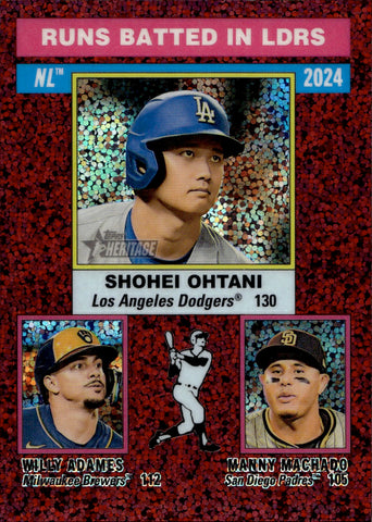 2025 Ohtani Adames Machado Topps Heritage RUNS BATTED IN LEADERS BURGUNDY SPARKLE REFRACTOR Dodgers Brewers Padres #195