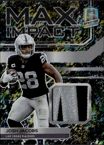 2022 Josh Jacobs Panini Spectra MAX IMPACT NEON SPLATTER JERSEY PATCH 3/8 Las Vegas Raiders #MI-JJA