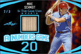2024 Mike Schmidt Leaf In the Game Used PLATINUM BLUE A NUMBERS GAME BAT 2/3 RELIC #ANG-36 Philadelphia Phillies HOF