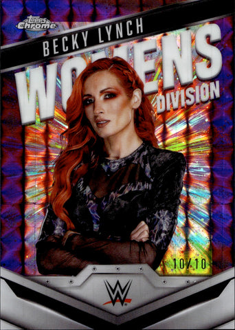 2025 Becky Lynch Topps Chrome WWE PURPLE GEOMETRIC REFRACTOR WOMEN'S DIVISION 10/10 #WD-BEC Monday Night Raw
