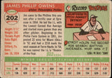 1955 Jim Owens Topps ROOKIE RC #202 Philadelphia Phillies