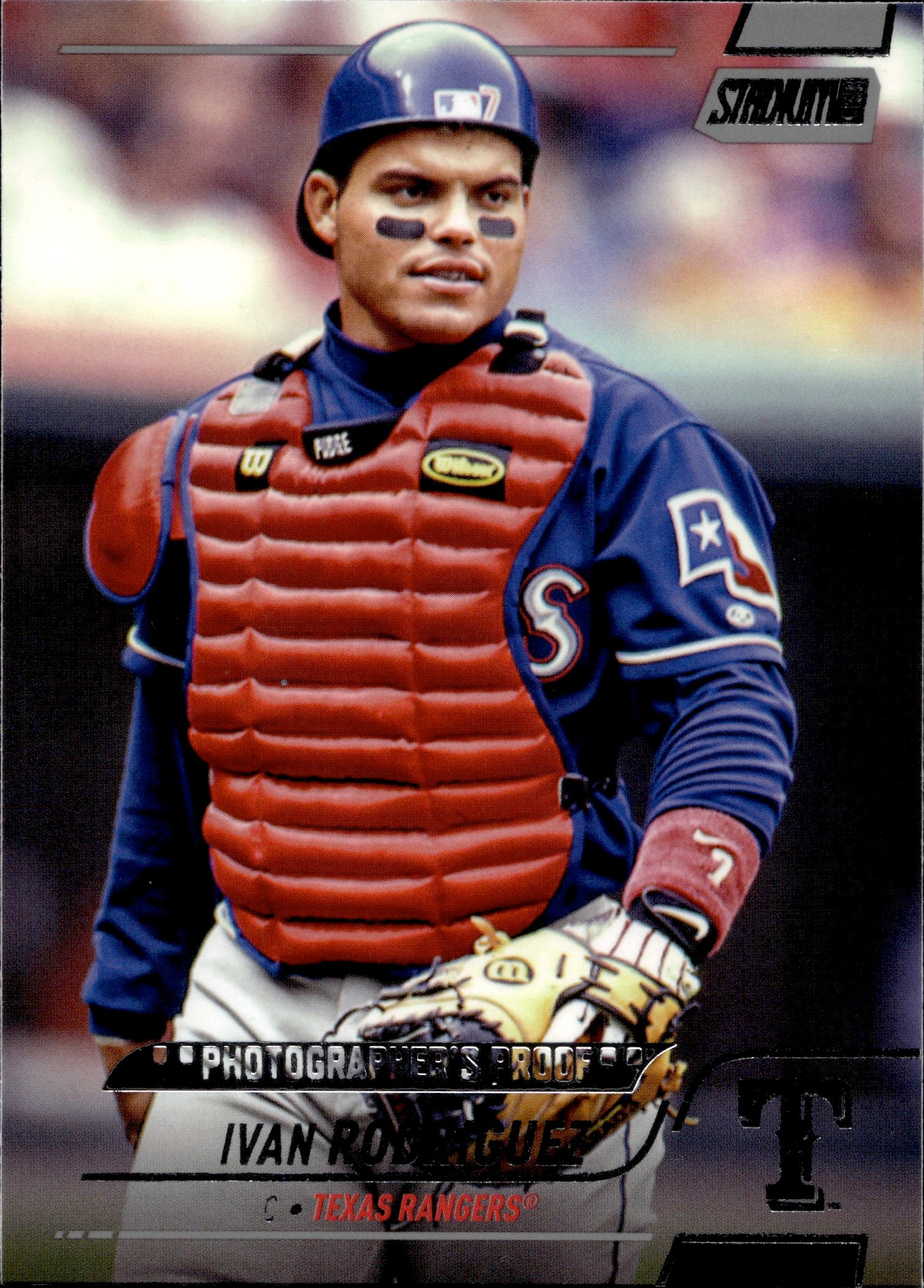 Ivan Rodriguez baseball card player worn jersey patch (Texas