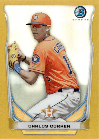 2014 Carlos Correa Bowman Chrome MINI GOLD REFRACTOR 10/25 #BM-HA1 Houston Astros