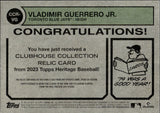 2023 Vladimir Guerrero Jr. Topps Heritage CLUBHOUSE COLLECTION RELICS GAME-USED MEMORABILIA JERSEY #CCR-VG Toronto Blue Jays
