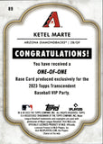 2023 Ketel Marte Topps Transcendent VIP Party 1/1 ONE OF ONE #89 Arizona Diamondbacks