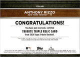 2024 Anthony Rizzo Topps Tribute TRIPLE JERSEY 139/199 RELIC #TTR-ARI New York Yankees