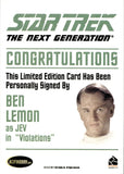 2011 Ben Lemon as Jev Rittenhouse The Complete Star Trek: The Next Generation Series 1 AUTO AUTOGRAPH #_BELE Violations 2