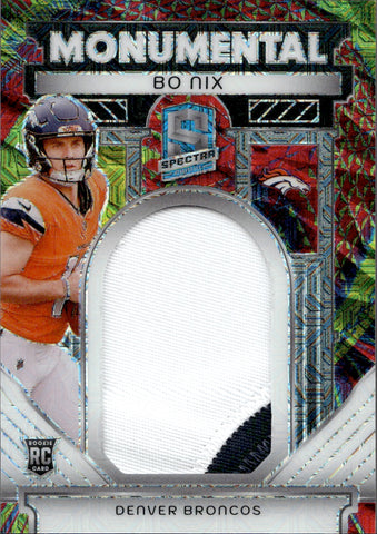 2024 Bo Nix Panini Spectra ROOKIE MONUMENTAL PATCH 02/25 META PRIZM RC #MM-BNX Denver Broncos