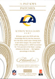 2025 Kyren Williams Panini Flawless RUBY RED PATCH 02/15 RELIC #PAT-KWS Los Angeles Rams