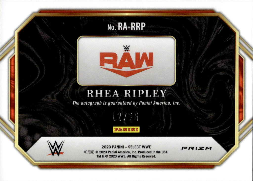 2023 Rhea Ripley Panini Select WWE RINGSIDE ACTION TIE DYE AUTO 12/25