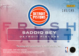 2020-21 Saddiq Bey Panini Court Kings FRESH PAINT ROOKIE AUTO 145/159 AUTOGRAPH RC #FP-SBY Detroit Pistons