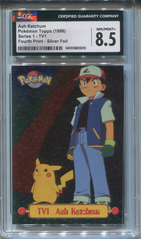 1999 Ash Ketchum Series 1 TV1 FOURTH PRINT SILVER FOIL Pokemon TCG CGC 8.5 5015