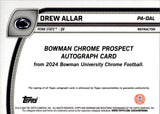 2024 Drew Allar Bowman University Chrome ROOKIE REFRACTOR AUTO 008/299 AUTOGRAPH #PA-DAL Pittsburgh Steelers