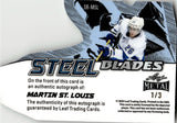 2025 Martin St. Louis Leaf Metal Legends Hockey STEEL BLADES DIE CUT GREEN SHIMMER AUTO 1/3 AUTOGRAPH #SB-MSL Tampa Bay Lightning