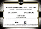 2024 Yadier Molina Scott Rolen Jim Edmonds Topps Triple Threads TRIPLE JERSEY AUTO JERSEY NUMBER 4/9 AUTOGRAPH RELIC #ARC-AMR St. Louis Cardinals