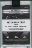 2025 Sal Frelick Topps Chrome Black YELLOW MINI DIAMOND AUTO 18/50 AUTOGRAPH #CBA-SF Milwaukee Brewers