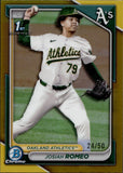 2024 Josiah Romeo Bowman Chrome Draft 1ST BOWMAN GOLD REFRACTOR 24/50 #BDC-184 Oakland A's