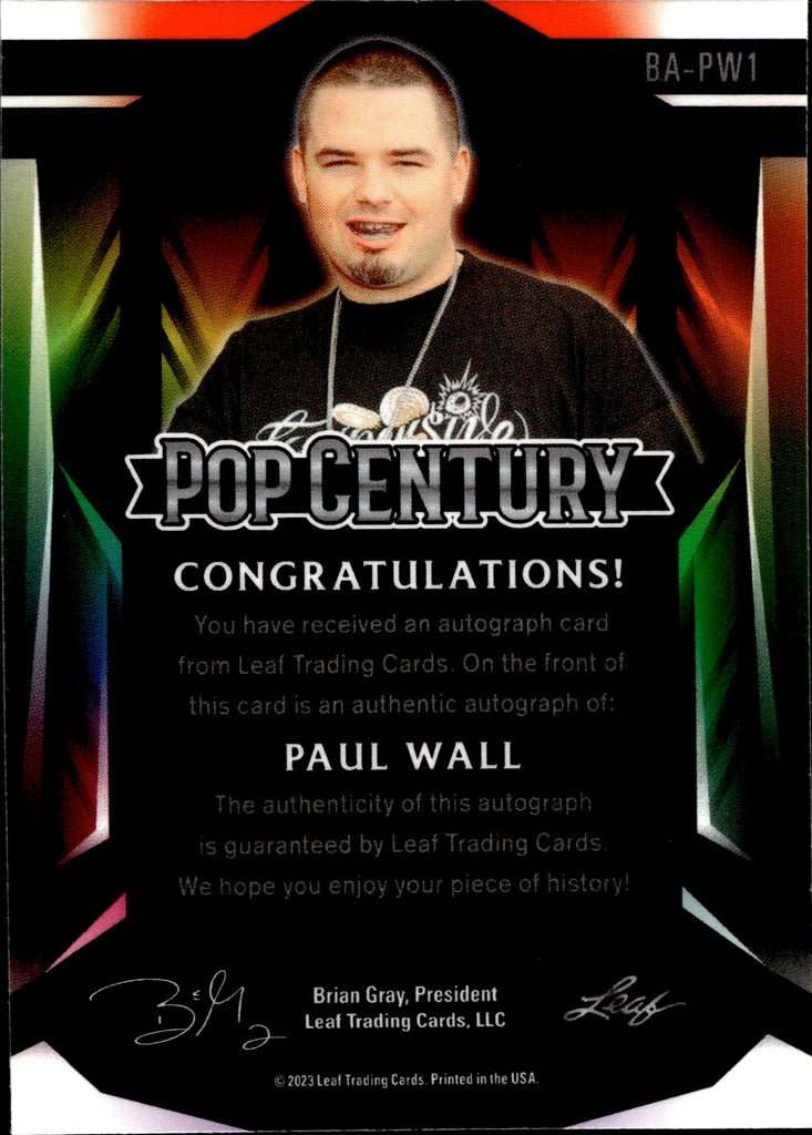 2023 Paul Wall Leaf Pop Century PURPLE AUTO 02/12 AUTOGRAPH #BA-PW1 Sw