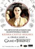 2022 Keisha Castle-Hughes as Obara Sand Rittenhouse Game of Thrones Volume 2 RED INK AUTO AUTOGRAPH #_KECH 1