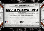 2022 J.T. Realmuto Topps Museum Collection SIGNATURE SWATCHES TRIPLE JERSEY BAT AUTO 313/399 AUTOGRAPH RELIC #SWTRA-JR Philadelphia Phillies