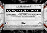 2022 J.T. Realmuto Topps Museum Collection SIGNATURE SWATCHES TRIPLE JERSEY BAT AUTO 313/399 AUTOGRAPH RELIC #SWTRA-JR Philadelphia Phillies