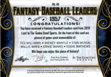 2019 Ted Williams Stan Musial Ernie Banks Mickey Mantle Willie Mays Eddie Mathews Leaf In the Game Used 6 PIECE JERSEY NUMBER 7/9 RELIC #FBL-06 Red Sox Cardinals Cubs Yankees Giants Braves