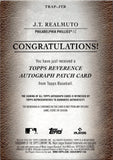 2024 J.T. Realmuto Topps Reverence PATCH AUTO 04/10 AUTOGRAPH RELIC #TRAP-JTR Philadelphia Phillies