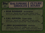 1982 Cal Ripken Jr. Bob Bonner Jeff Schneider Topps FUTURE STARS ROOKIE RC #21 Baltimore Orioles