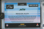 2024 Braelon Allen Panini One RED ROOKIE FRANCHISE FUTURE FABRICS JUMBO PATCH AUTO 44/49 AUTOGRAPH RELIC RC #85 New York Jets