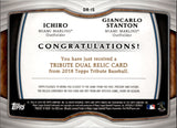2018 Ichiro Suzuki Giancarlo Stanton Topps Tribute DUAL JERSEY 141/150 RELIC #DR-15 Miami Marlins