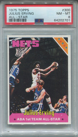 1975-76 Julius Erving Topps ABA 1ST TEAM ALL-STAR PSA 8 #100 New Jersey Nets HOF 2701