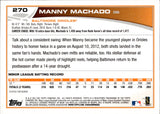 2013 Manny Machado Topps PURPLE BORDER ROOKIE RC #270 Baltimore Orioles