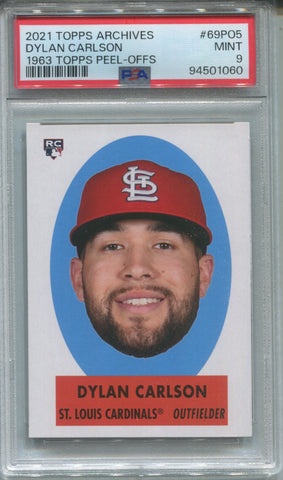 2021 Dylan Carlson Topps Archives 1963 PEEL-OFFS PSA 9 #69PO5 St. Louis Cardinals 1060