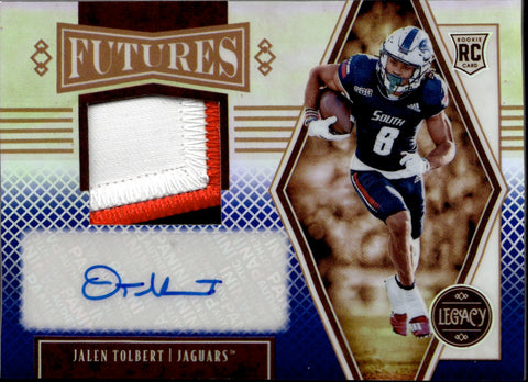 2022 Jalen Tolbert Panini Legacy FUTURES SAPPHIRE PATCH JERSEY AUTO 10/25 Dallas Cowboys #FP-JT