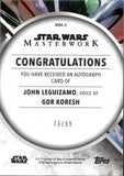 2022 John Leguizamo as Gor Koresh Autograph Topps Star Wars Masterwork #MWA-JL BLUE FOIL AUTO 73/99