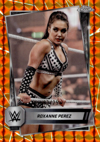 2025 Roxanne Perez Topps Chrome WWE ORANGE GEOMETRIC REFRACTOR 03/25 #44 NXT